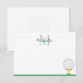 Golfbal aangepaste monogram eenvoudige notitiekaartje (Voorkant / Achterkant)