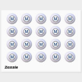 Golfbal Aanpasbaar Monogram Blauw Ronde Sticker (Vel)
