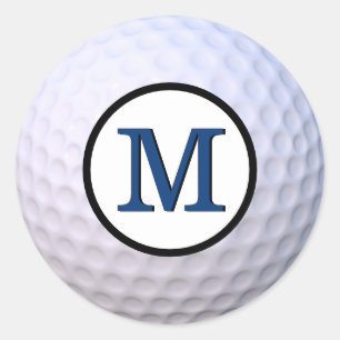 Golfbal Aanpasbaar Monogram Blauw Ronde Sticker
