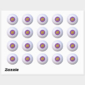 Golfbal Aanpasbaar Monogram Paars & Goud Ronde Sticker (Vel)