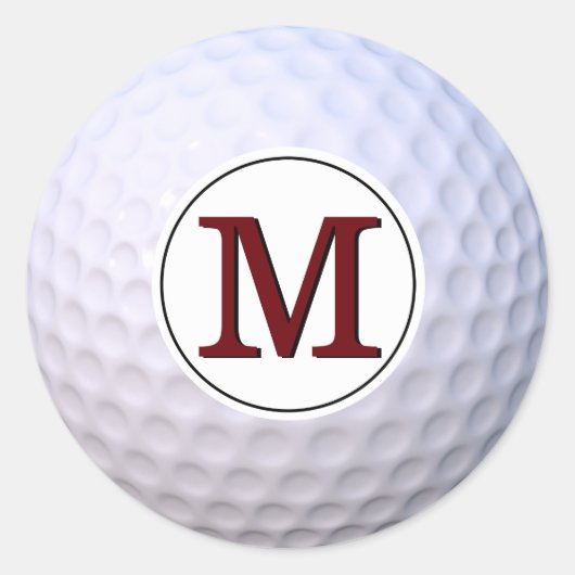 Golfbal aanpasbaar monogram ronde sticker (Voorkant)