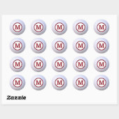 Golfbal aanpasbaar monogram rood ronde sticker (Vel)