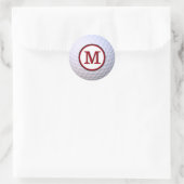 Golfbal aanpasbaar monogram rood ronde sticker (Tas)