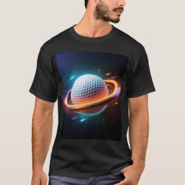 Golfbal als planeet Saturnus T-shirt