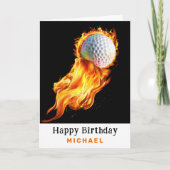 ** Golfbal AP94 Fire Flames Verjaardag Kaart (Voorkant)