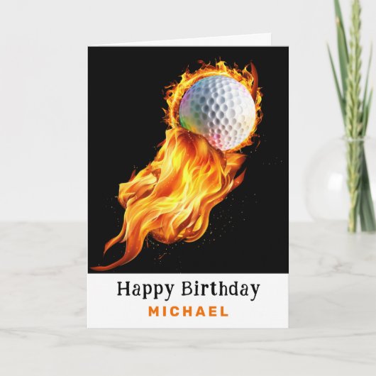 ** Golfbal AP94 Fire Flames Verjaardag Kaart (Voorkant)