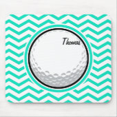 Golfbal; Aqua Green Chevron Muismat (Voorkant)