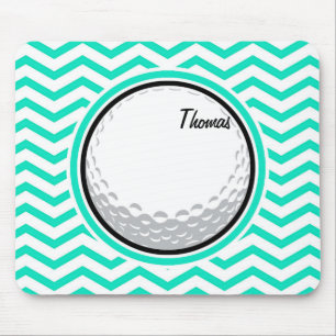 golfbal; Aqua Green Chevron Muismat