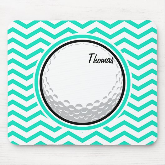 Golfbal; Aqua Green Chevron Muismat (Voorkant)