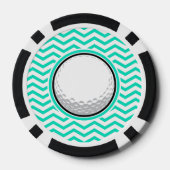 Golfbal; Aqua Green Chevron Pokerchips (Achterkant)