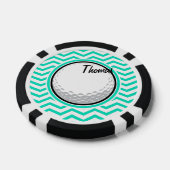 Golfbal; Aqua Green Chevron Pokerchips (Enkel)