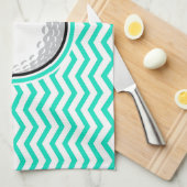 Golfbal; Aqua Green Chevron Theedoek (Quarter Fold)