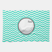 Golfbal; Aqua Green Chevron Theedoek (Horizontaal)