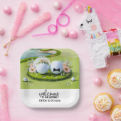 Golfbal Bruid & Bruidegom Welkom op onze bruiloft Papieren Bordje (Feest)
