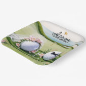 Golfbal Bruid & Bruidegom Welkom op onze bruiloft Papieren Bordje (Gebogen)