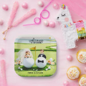 Golfbal Bruid & Bruidegom Welkom op onze bruiloft Papieren Bordje (Feest)