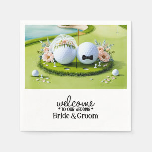 Golfbal Bruid & Bruidegom Welkom op onze bruiloft Servet
