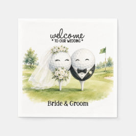 Golfbal Bruid & Bruidegom Welkom op onze bruiloft Servet