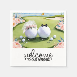 Golfbal Bruid & Bruidegom Welkom op onze bruiloft Servet