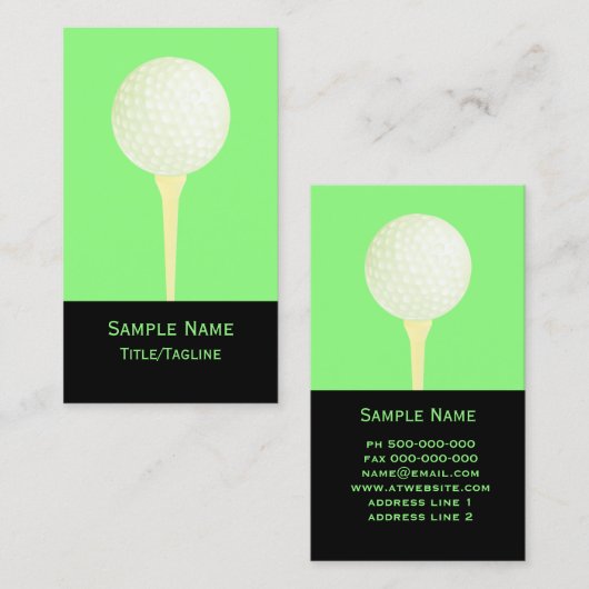 Golfbal Custom dubbelzijdig groen en zwart Visitekaartje (Voorkant / Achterkant)