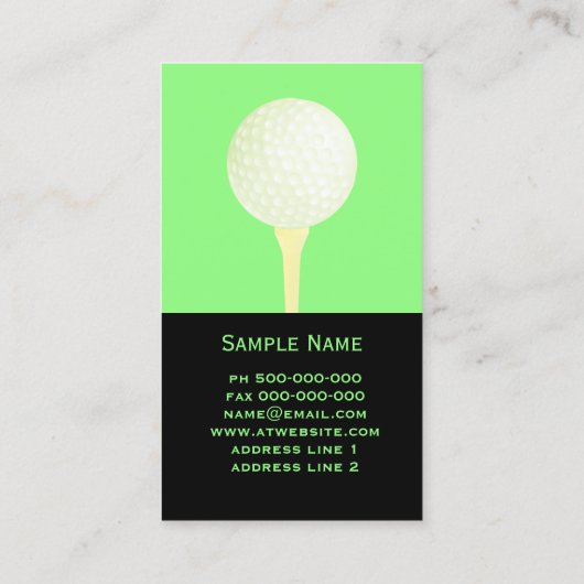 Golfbal Custom dubbelzijdig groen en zwart Visitekaartje (Achterkant)