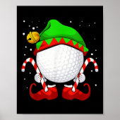 Golfbal Elf Kerstmis Pyjama Schattigee Sport X Mas Poster (Voorkant)
