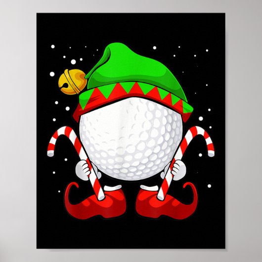 Golfbal Elf Kerstmis Pyjama Schattigee Sport X Mas Poster (Voorkant)