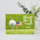 Golfbal en Amerikaanse vlag Bedankkaart (Staand voorkant)