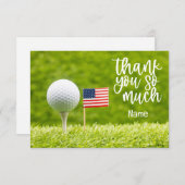 Golfbal en Amerikaanse vlag Bedankkaart (Voorkant / Achterkant)