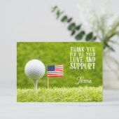 Golfbal en Amerikaanse vlag Bedankkaart (Staand voorkant)