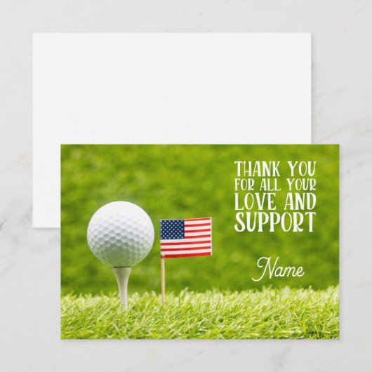 Golfbal en Amerikaanse vlag Bedankkaart (Voorkant / Achterkant)