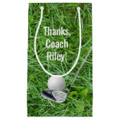 Golfbal en Club op gras bedankt te coachen Klein Cadeauzakje (Voorkant)