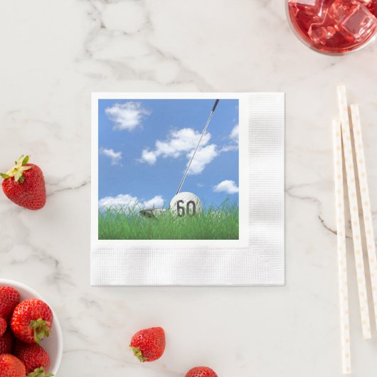 Golfbal en club voor 60e verjaardag servet (Insitu)