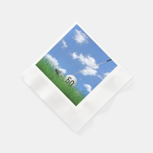 Golfbal en club voor 60e verjaardag servet (Hoek)