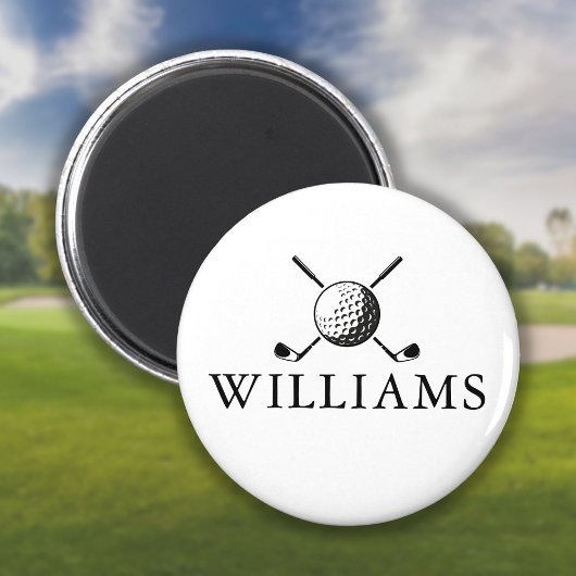 Golfbal en -clubs met eigen naam magneet