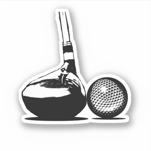 Golfbal en clubsporten sticker (Voorkant)