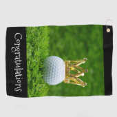 Golfbal en diamantkroongefeliciteerd golfer golfhanddoek (Horizontaal)