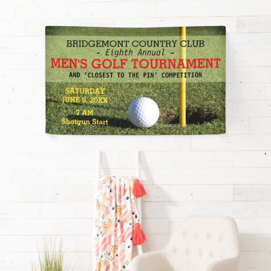 Golfbal en gat met pin spandoek (Insitu)