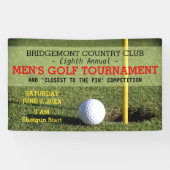 Golfbal en gat met pin spandoek (Horizontaal)