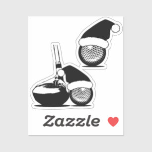 Golfbal en Golfclub Kerstmis Sticker