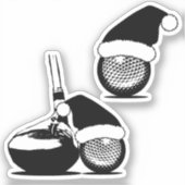 Golfbal en Golfclub Kerstmis Sticker (Voorkant)