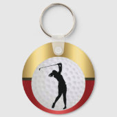 Golfbal en golfer Elegante achtergrond Sleutelhanger (Voorkant)