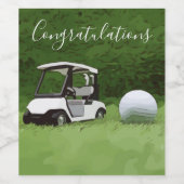 Golfbal en golfkar Gefeliciteerd Wijn Etiket (Enkel label)