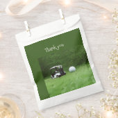 Golfbal en golfkarretje op groene golfer bedankzakje (Geknipt)