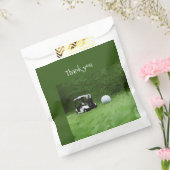 Golfbal en golfkarretje op groene golfer bedankzakje (Gezegeld)