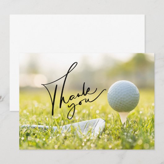 Golfbal en IJzer op groen Bedankkaart (Voorkant / Achterkant)