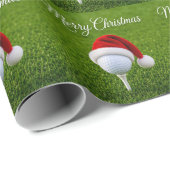 Golfbal en kerstmuts voor golfer Kerstmis Cadeaupapier (Rol Hoek)