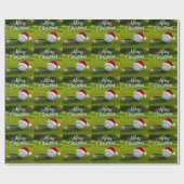 Golfbal en kerstmuts voor golfer Kerstmis Cadeaupapier (Vlak)