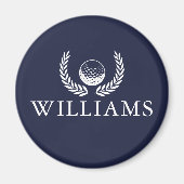 Golfbal en krans aangepaste naam Navy Blue Magneet (Voorkant)
