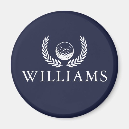 Golfbal en krans aangepaste naam Navy Blue Magneet (Voorkant)
